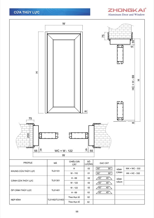 mặt cắt nhôm hệ thủy lực của Zhongkai