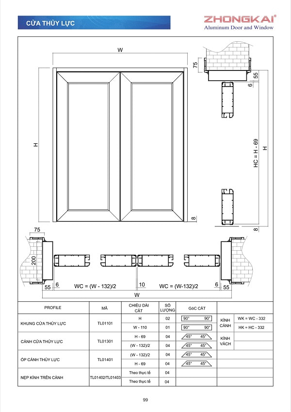 Catalogue mặt cắt nhôm hệ thủy lực Zhongkai Viet nam