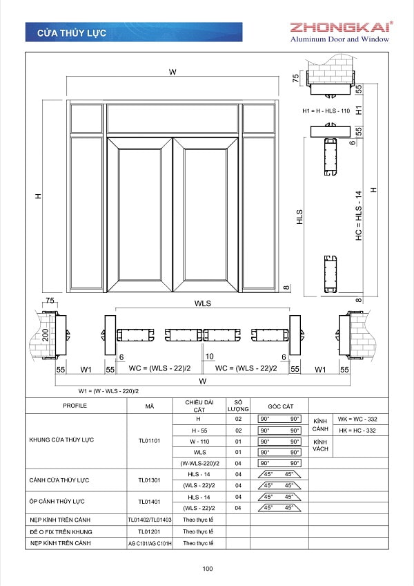 Catalogue mặt cắt nhôm hệ thủy lực của Zhongkai chi tieets