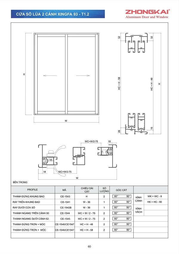 Catalogue Mặt Cắt Nhôm Xingfa 1.2 Của Zhongkai