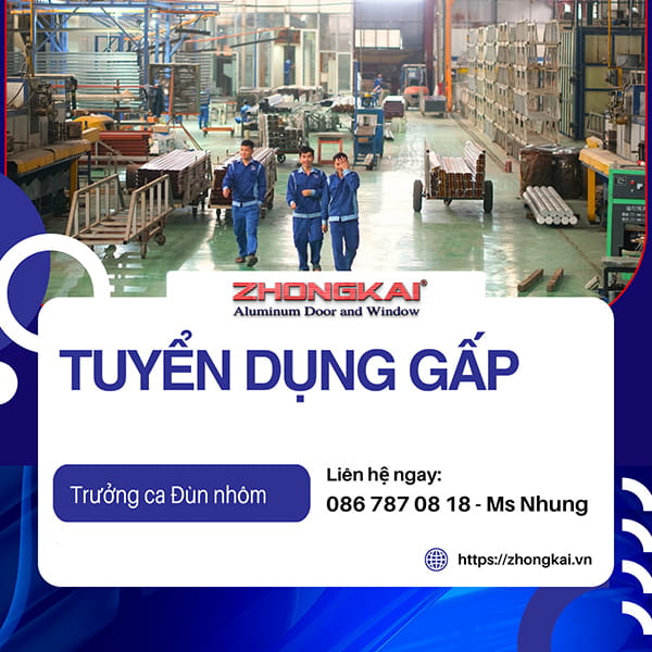 công ty nhôm zhongkai tuyển dụng trưởng ca sản xuất