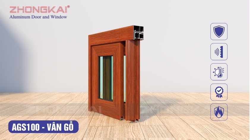 Mẫu góc thanh nhôm giả gỗ hệ AGS100